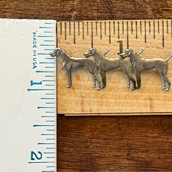 Vintage Preowned Three Hunting Dogs Pin Brooch Unsigned - Picture 15 of 17
